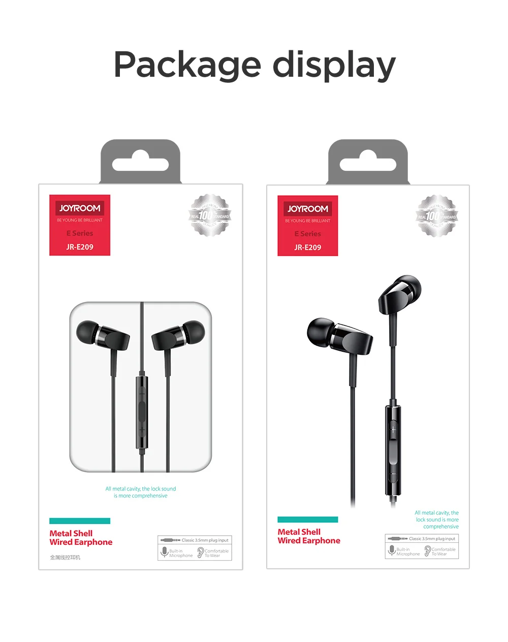JOYROOM JR-E209 3.5mm In-Ear Flat Head Design Wire Control Stereo Earphones with Mic