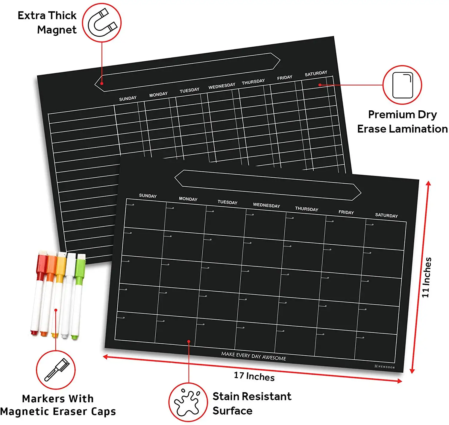 2 Packs Dry Erase Calendar Board Chore Chart Set Decorative