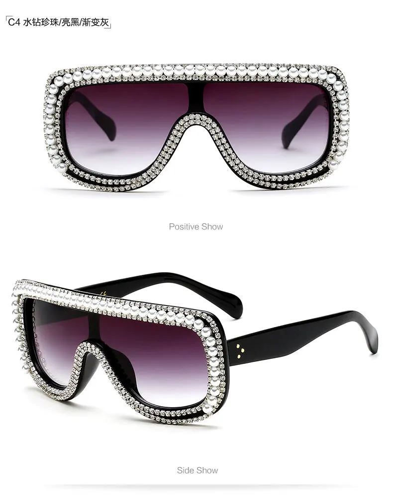 Gorgeous Bling Bling Shining Rhinestone Uv 400 Polarized Sunglasses Stylish Casual Eyewear For