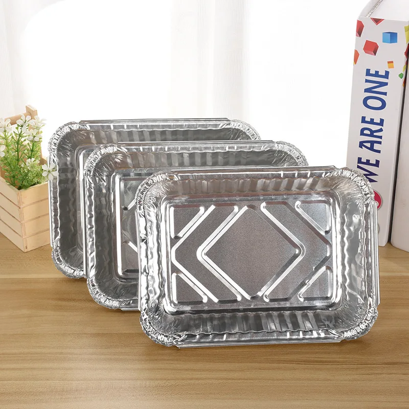 600ml Rectangular Pan Recyclable Tray Ecofriendly Aluminum Foil Box