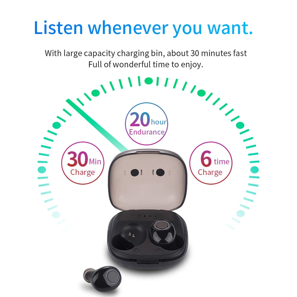 K11 TWS Wireless Earphone Bluetooth 5.0 True Wireless Stereo Earbuds Auto Connect Headset Mini Bass Headphone - ANKUX.COM