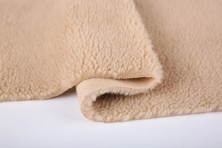Warm Teddy 100% Polyester Plain Plush Fleece Knitting Fabric For Winter ...