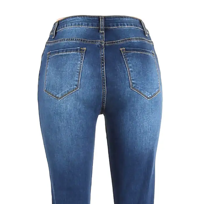 Pantalones Vaqueros Ajustados Para Mujer Cintura Alta Color Azul Medio