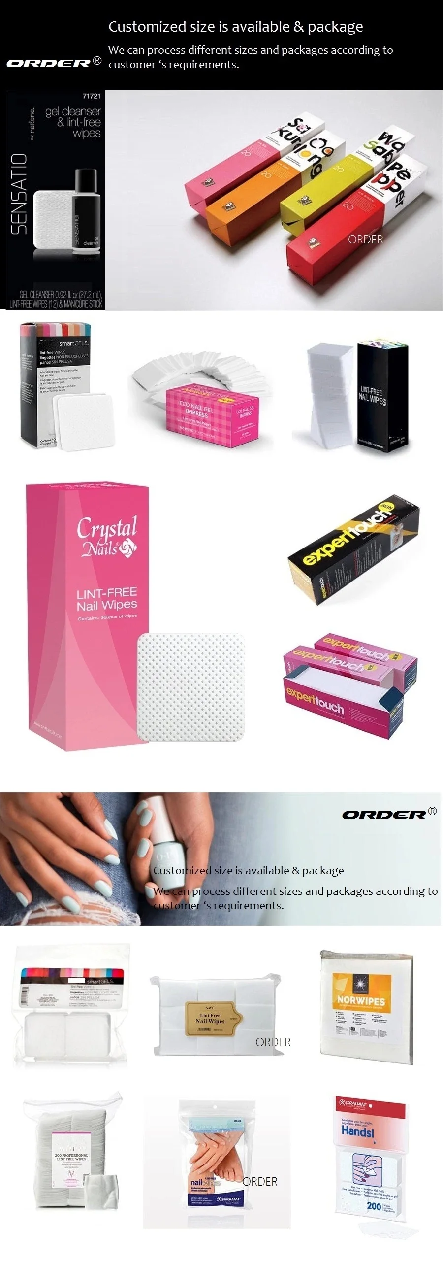 New Design 100 Meltblown Pp Nonwoven Nail Tools Manicure Gel Nail Polish Remover Lint Free