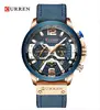CURREN 8329 accurate custom face man quartz watch low cost Genuine Leather Strap water resist Chrono 24 hour sports watch kit