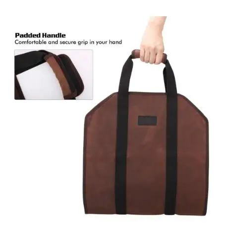 Heavy Duty Waxed 16oz Canvas Firewood carrying bag custom tote bag log holder