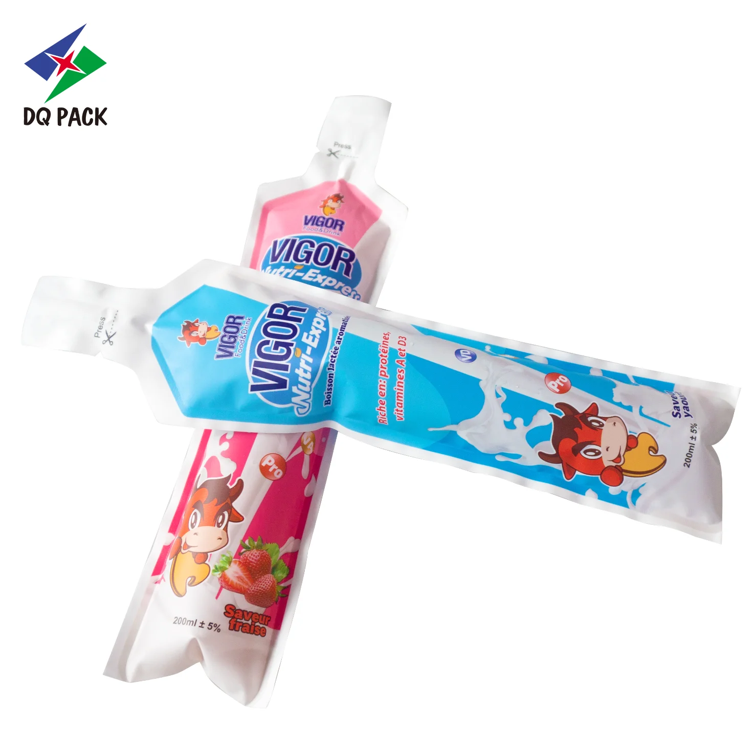 DQ PACK  Special Shape Plastic Packaging Injection Pouch for Yogurt