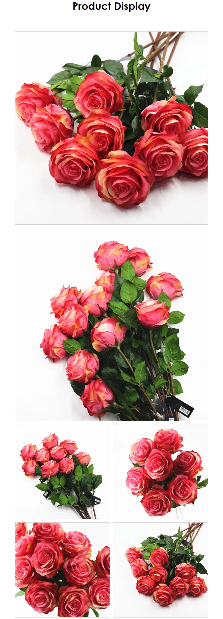 Single Stem Silk Rose For Home Decoration Artificial Realistic Rose