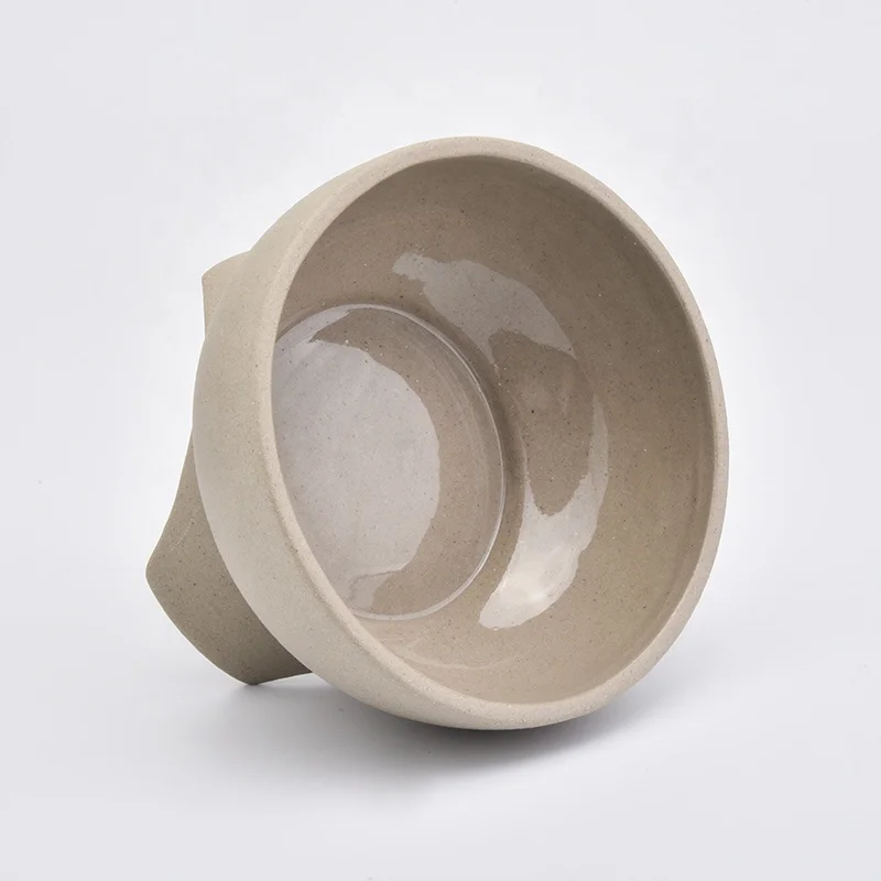 Handmade frosted finish ceramic candle containers votive scented candle vessels with base home decoration use