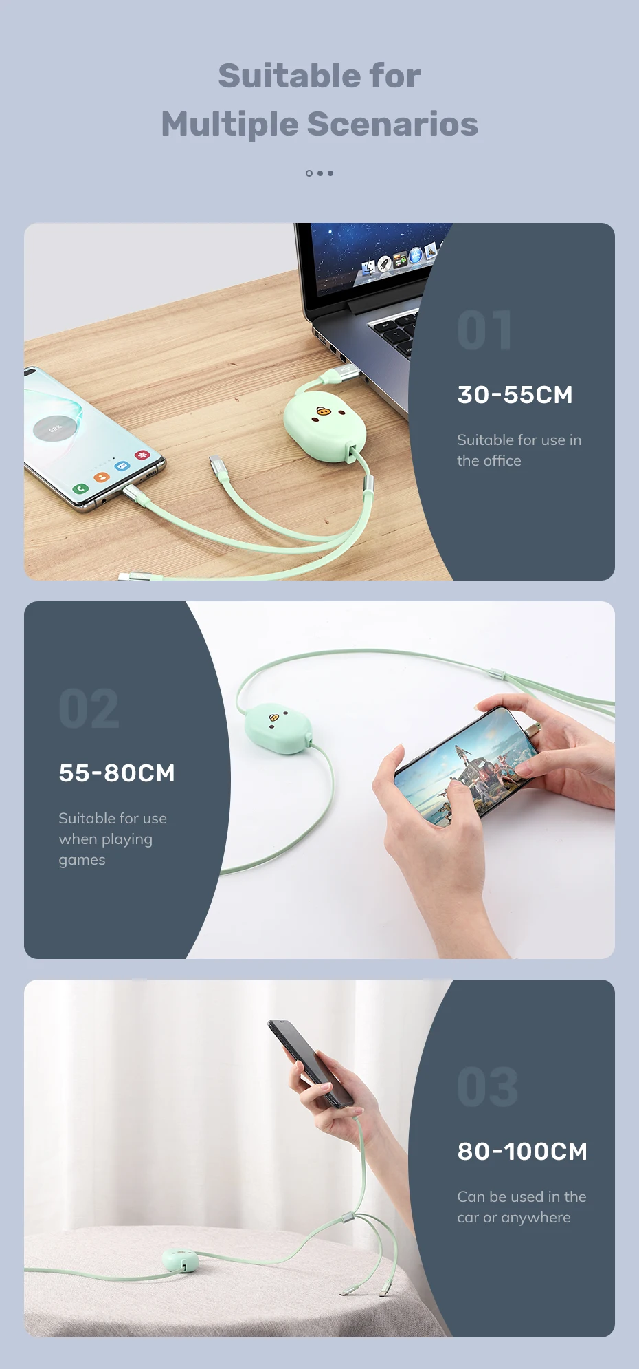 TOPK AN25 Cute Pig 1M 2.4A Micro USB Type C 3 in 1 USB Cable - ANKUX.COM