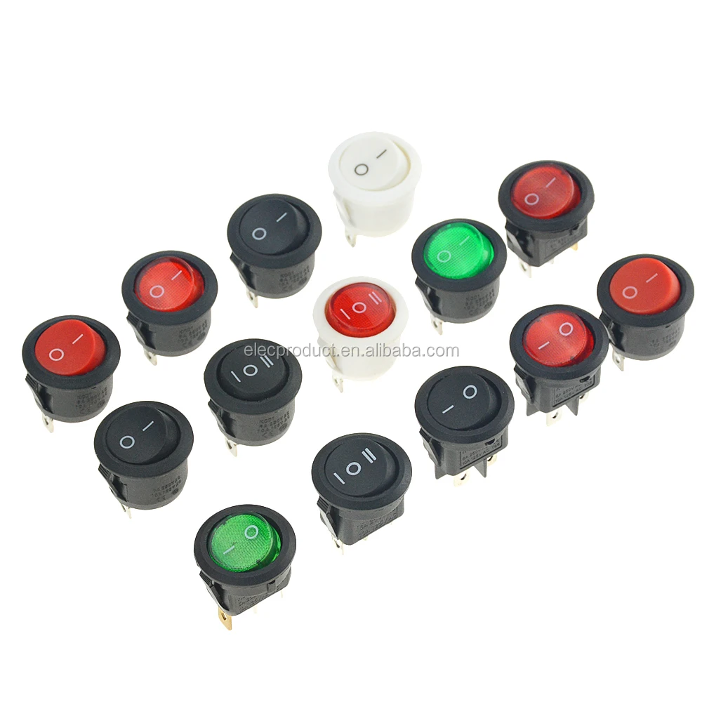 5 x Red LED Round Rocker Switch SPST 12V 20A R13-112B2-02