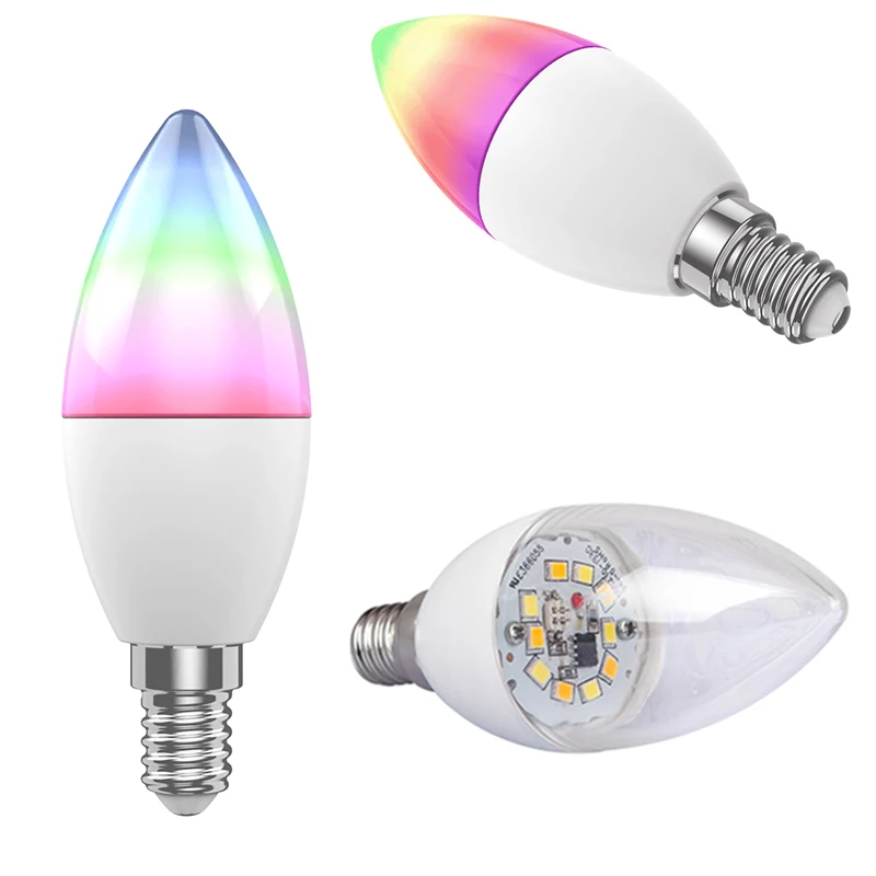 Tuya Smart Life E14 WiFi Multicolor Dimmable Bulb RGBW Magic Light Candelabra Bulbs For Home Party