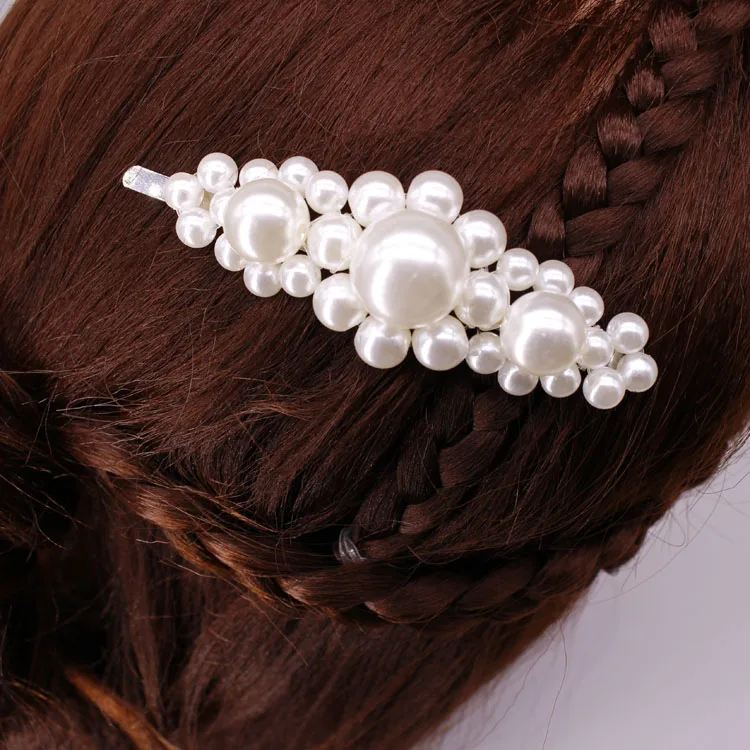 Wholesale BB fashion girls head jewelry pearl metal hair clip