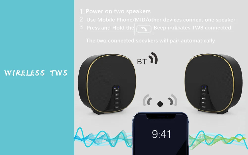 Mini Aux Tf Mini Music Subwoofer Speaker Musky Dy52 outdoor Portable Wireless Active Speaker with hands free - ANKUX.COM