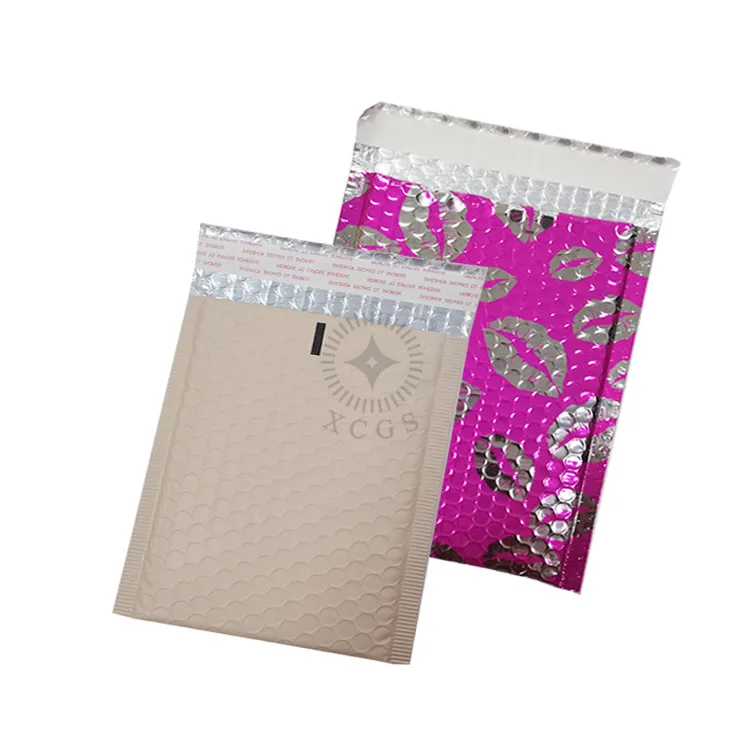 Customized Recyclable Bubble Packaging Shipping Bag Brown Metallic