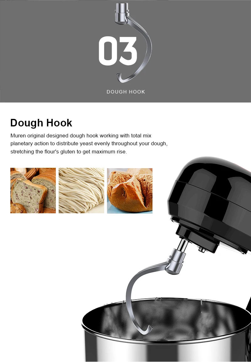 5L DC 600W  hot selling electric food kitchen stand mixer with low noise for home & cafe use