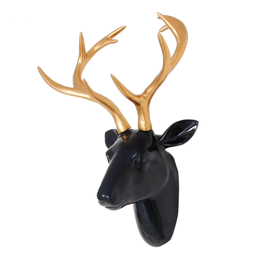 动物头装饰艺术墙鹿雕塑白色树脂鹿头银鹿角墙装饰 10x7.5x16 英寸