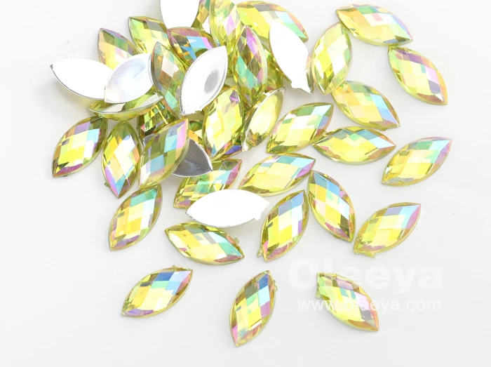 Wholesale 7x15mm Chessboard Horse Eyes Flatback Nail Art Non Hotfix Acrylic Rhinestones for Garment Accessory