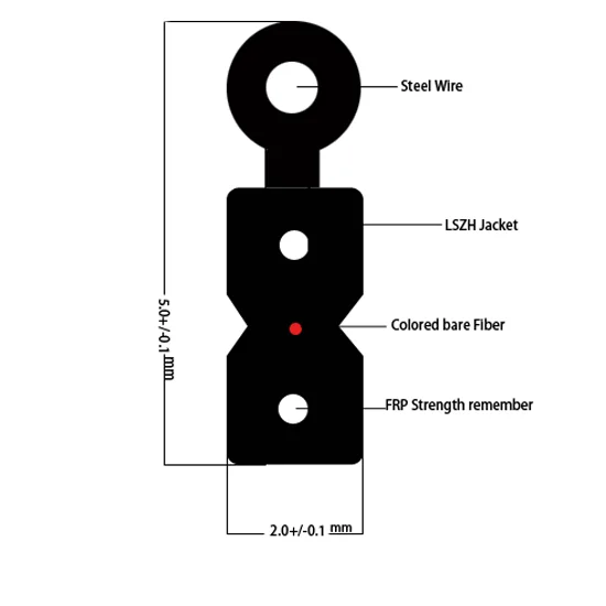 2.0X5.0MM 1 Core Fibra Optica  Drop Cable