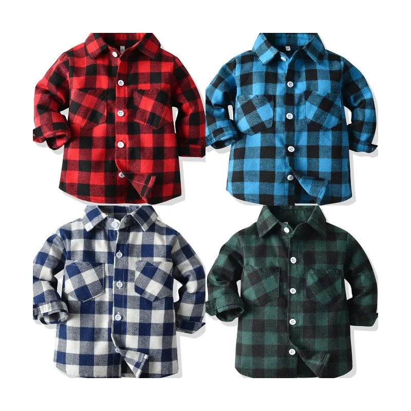 Wholesale 6 Months To 4 Years Old Checked Plaid Long Sleeve Fall Baby ...