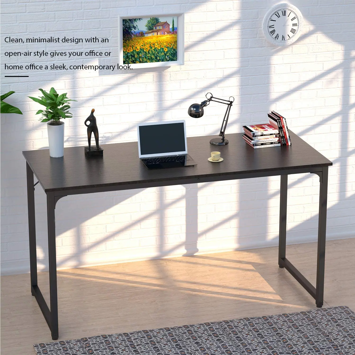 Modern Slim Study Table Steel Wood Desktop Computer Desk (new) For Sale