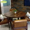 Solid wood USA black walnut round coffee table / high quality face grain walnut office table