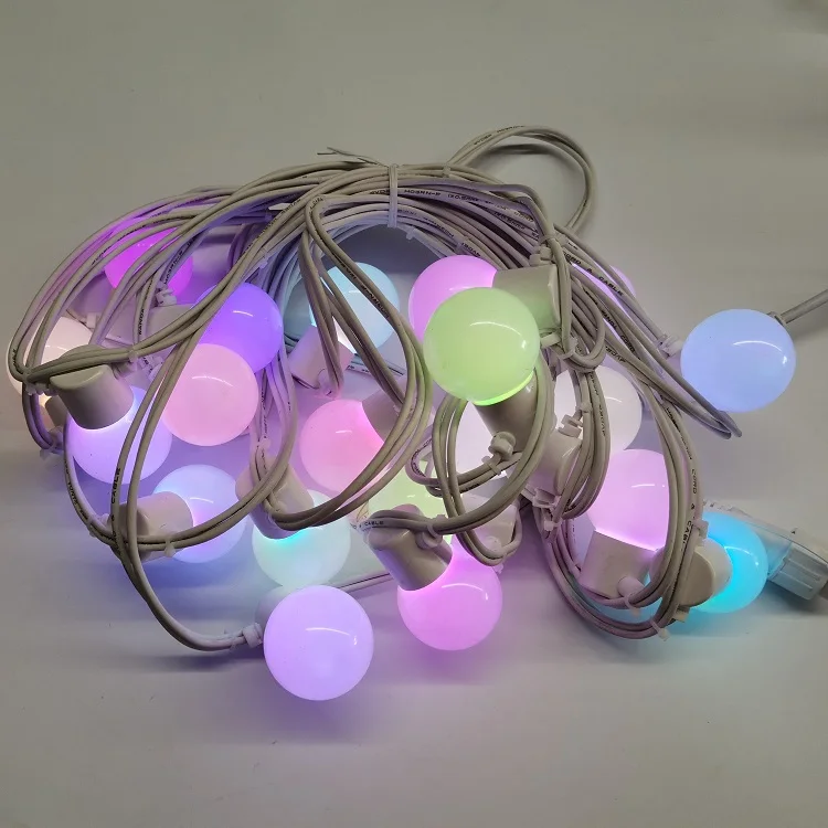 RGB led string lights G45 waterproof led milky globe festoon lights outdoor