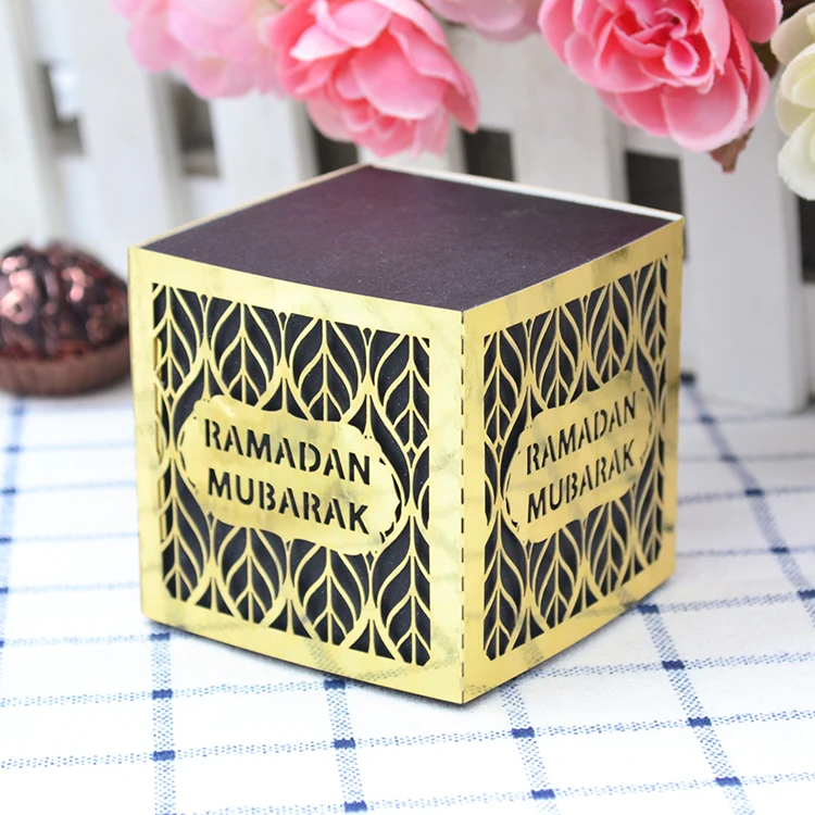 Cubic shaped laser cut ramadan mubarak ramadan kareem gift box