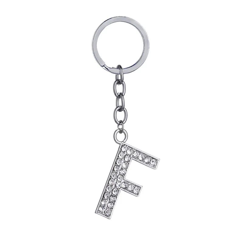 26 Az English Alphabet Keychain Letter Keyring Key Chain Metal Silvery