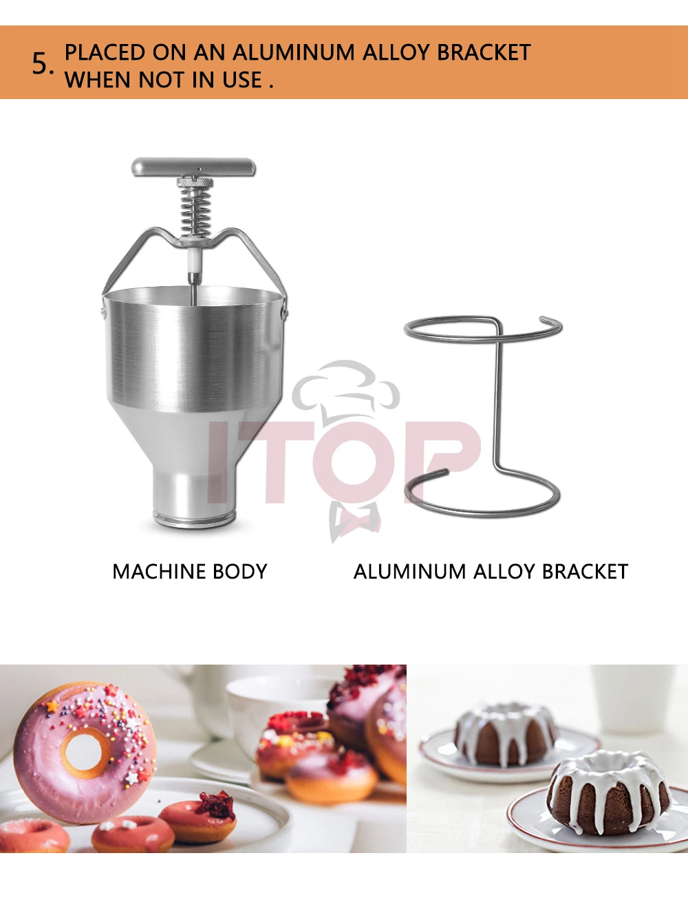 BESTonZON 2-Pack Mini Donut Maker - Manual Donut Dispenser For DIY Cake & Pastry Baking (White)