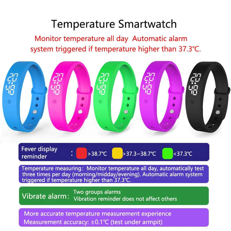 Professional Body Temperature Bracelet Intelligent Smart Silicone