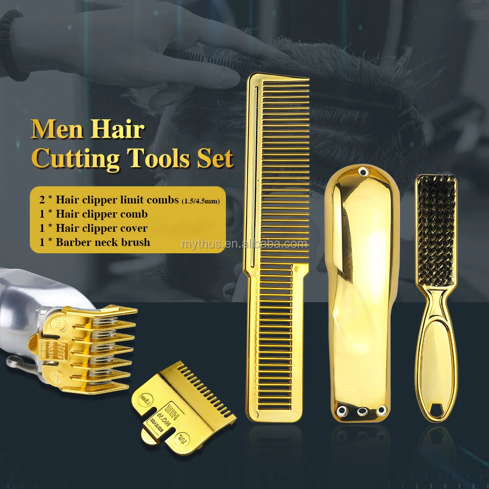 Luxury Pro Clips Case Gold Barber Styling Tools Set 2sizes Hair Clipper