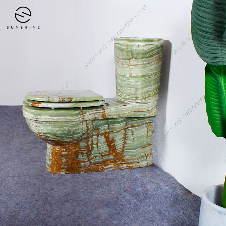 Custom Luxury Green Onyx Marble Stone Sanitary Ware WC Toilet Bowl