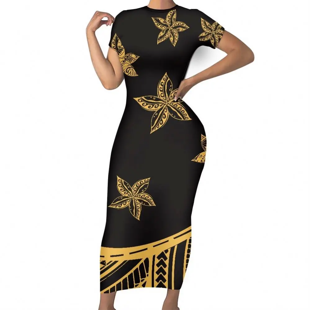 black and gold t shirt dress Black with Gold Sprinkles T-shirt Dress / Up to 6XL