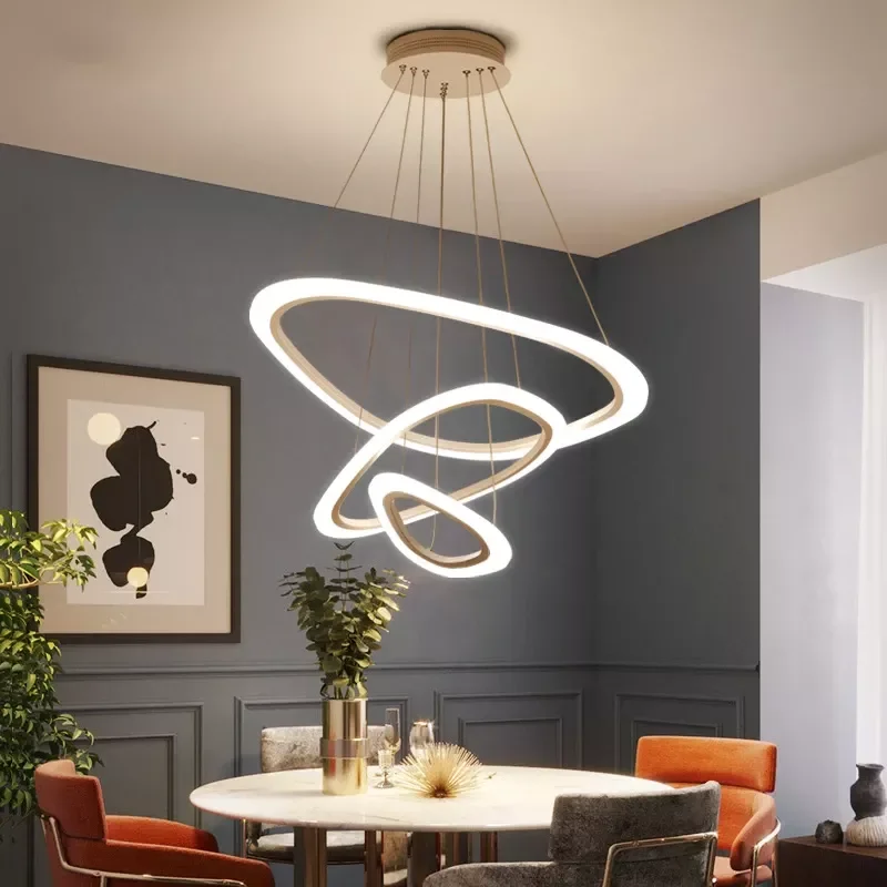 Modern LED Chandelier for Home Living Dining Room Kitchen Bedroom White Triangle Suspension Ceiling Pendant Lamp LED Lights