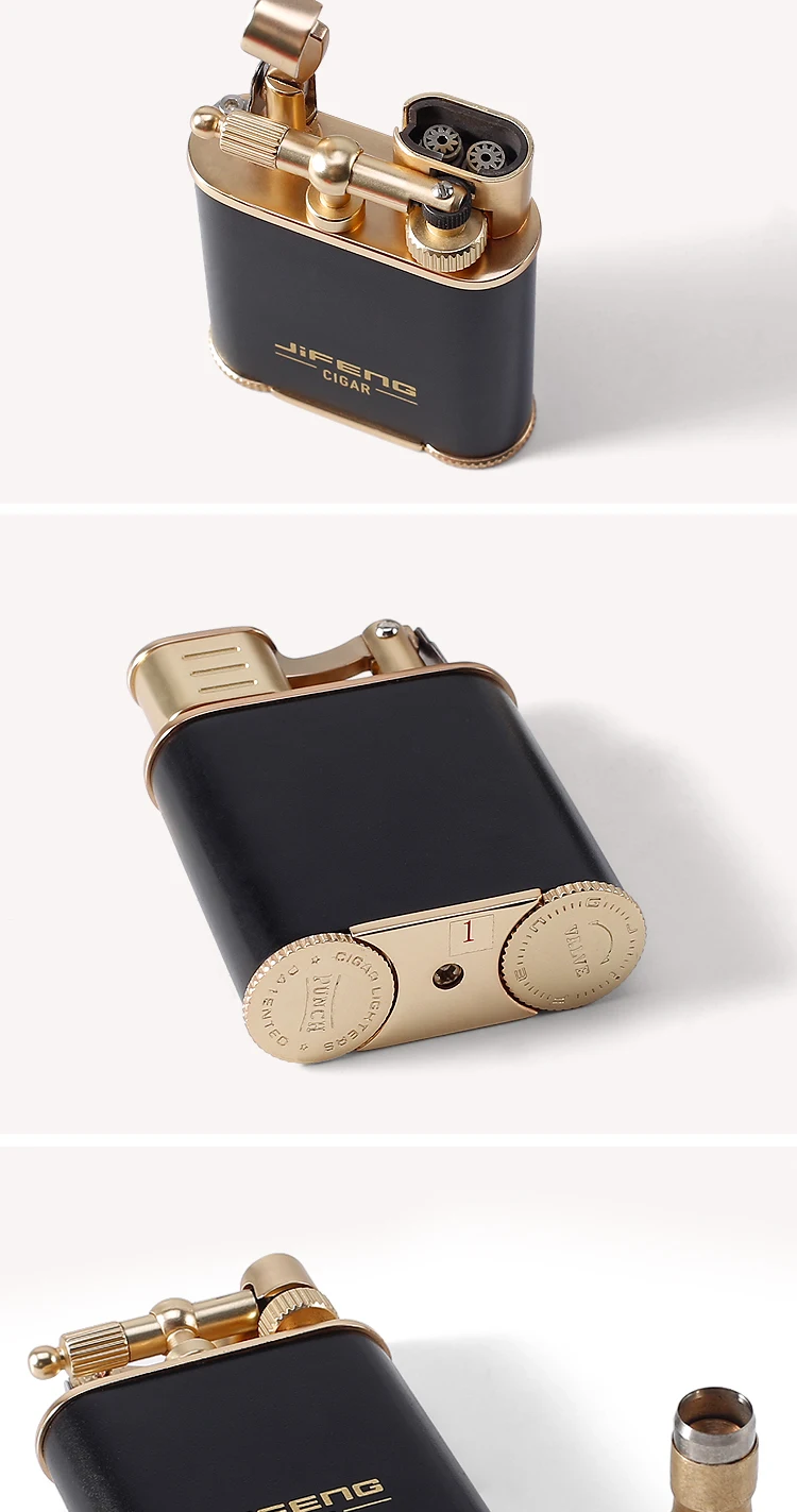 Jifeng Factory Jf086 Black Gold Metal Cigar Punch Tool Double Jet