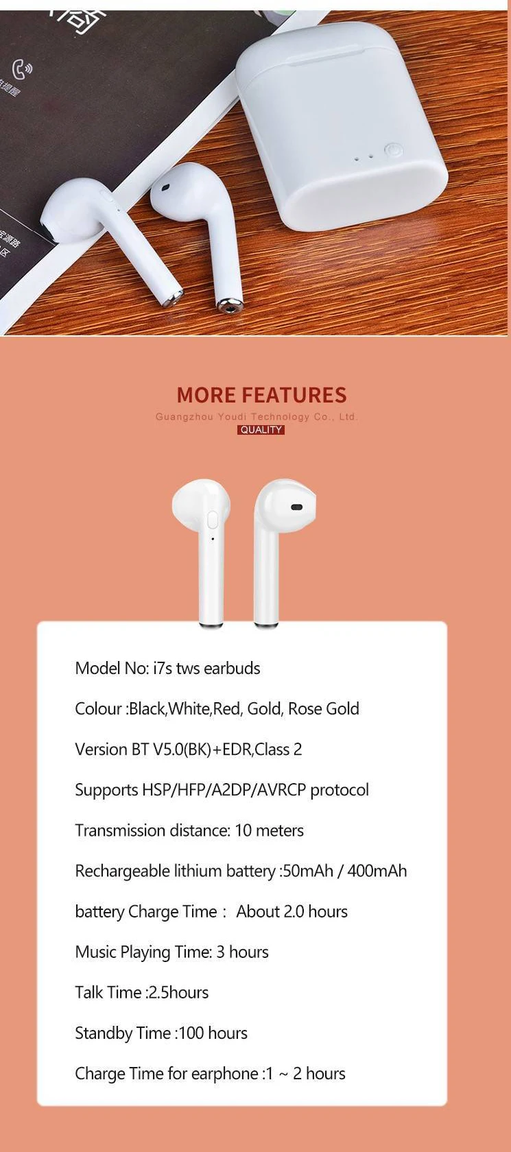 wholesale waterproof tws i7 / i7s 5.0 earphones bt wireless ear pods - ANKUX.COM