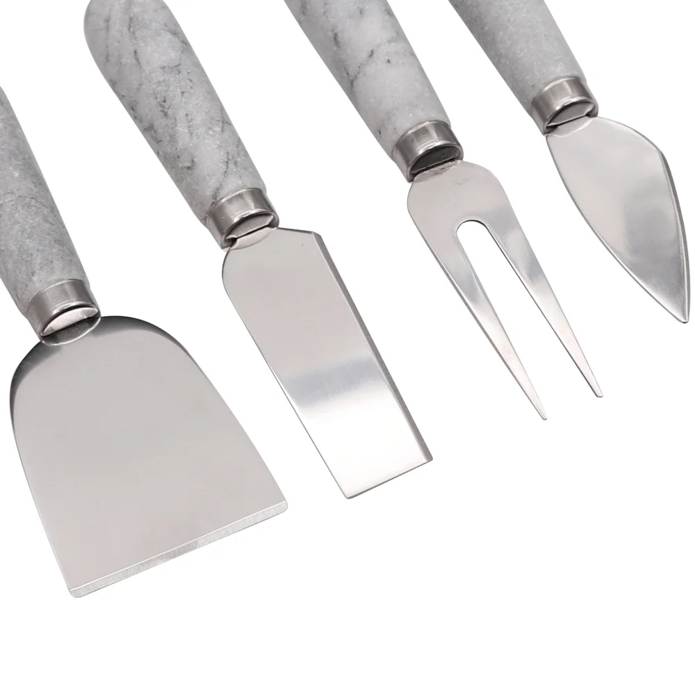 Jaswehome Cheese Knife With Natural Marble Handle 4pcs Set Cute Cheese