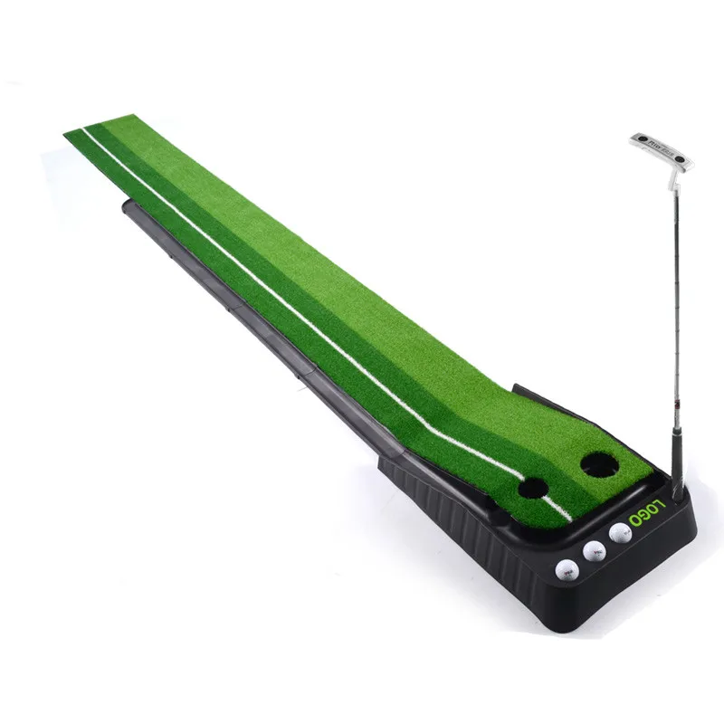 Custom Logo Portable Golf Putting Mat With Auto Ball Return Function