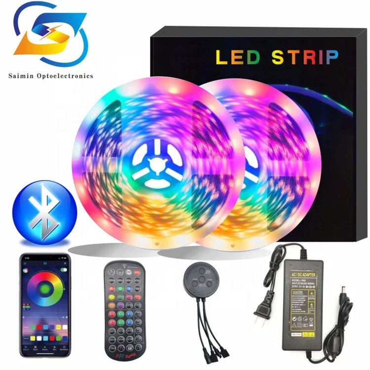 Led 5050RGB colorful light belt suit 12V drop glue 40 key wireless music control durable light strip set