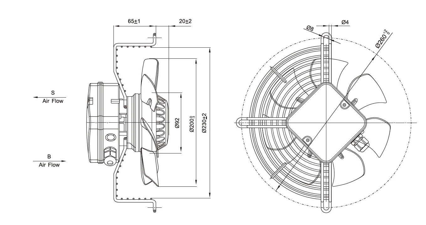 External Rotor Motor, YWF, 200mm, 2600RPM, 380V - detail 8