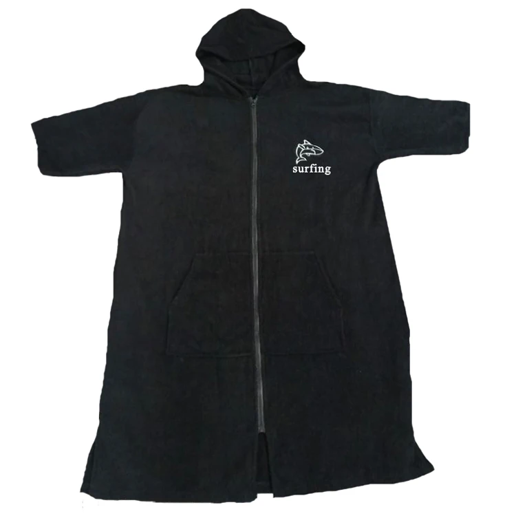 Adult Hooded Poncho Towel Surf Poncho Hoodie Beach Towel With Zipper