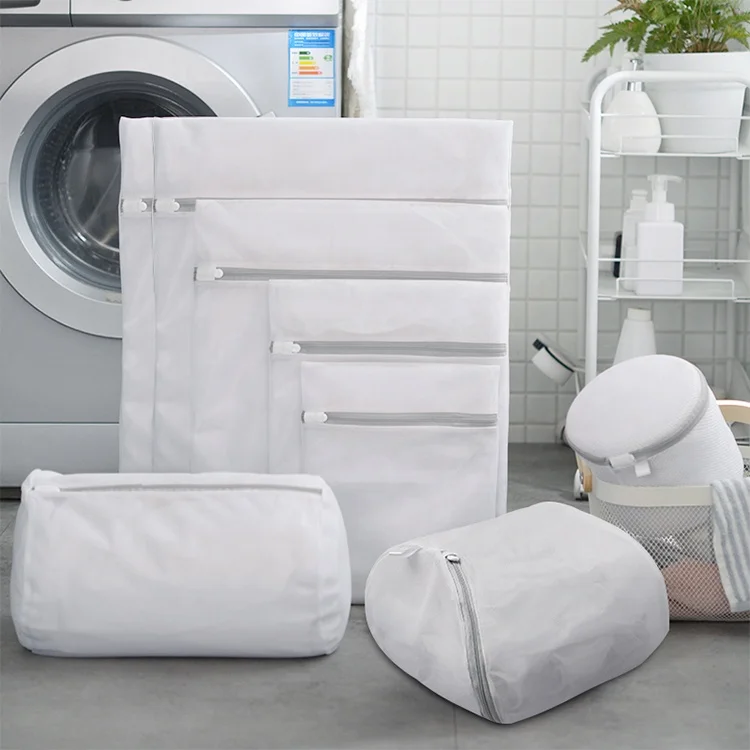 
Wholesale custom modern foldable zipper polyester mesh laundry bag 