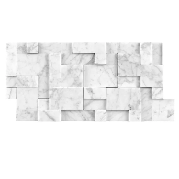 Fabricante barato pedra natural mármore mosaico novo design Bianco Carrara estilo Himalaia