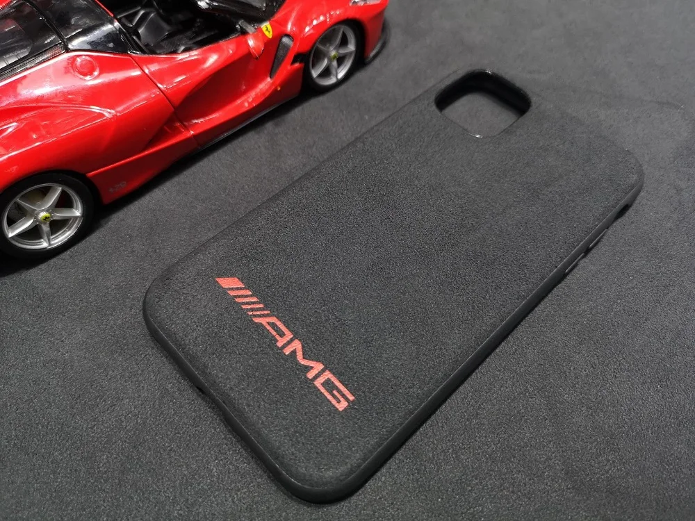 Custom most durable embossed Flipping Fur Suede car logo series mobile phone case plain mobile cover for iphone