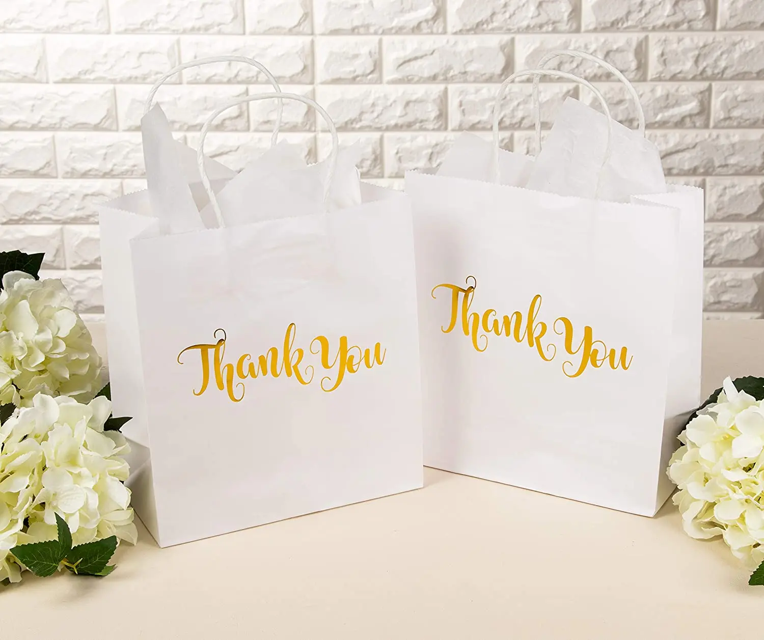Thank You Gift Bags With Handles,Includes Tissue Paper (8 X 4 Inches