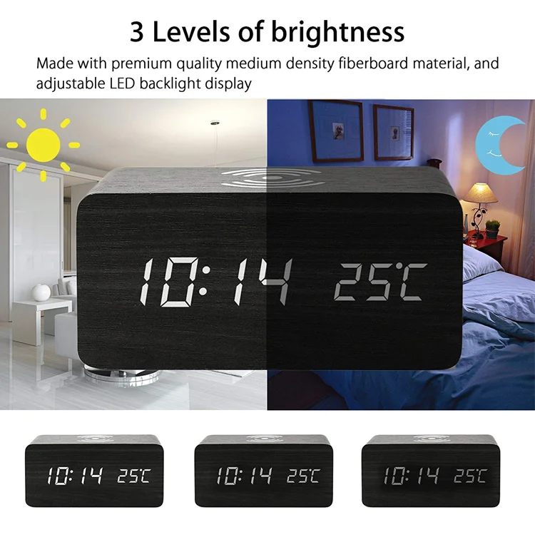 Wireless Charger For Iphone With Clock Temperature Sounds Control