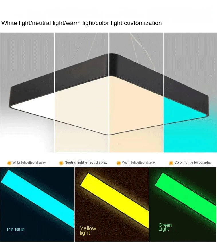 product led office square chandelier for meeting rooms gyms shopping malls ceiling lamp with modeling light-4