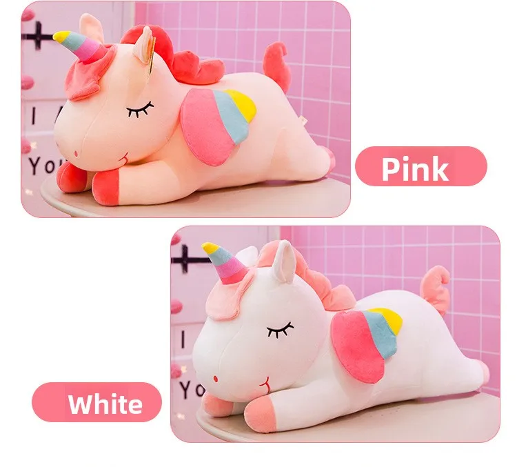 批发30厘米可爱柔软独角兽毛绒枕头超柔软毛绒婴儿玩具