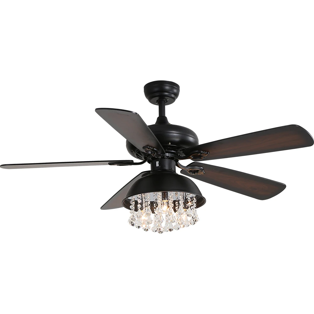 Modern Crystal Decorative Lighting Rustic Iron Luxury Lowes Ceiling Fans With Light and Remote Control